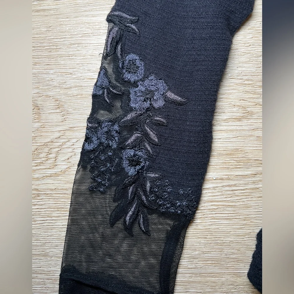 Free People Black Sheer Floral Blouse - Picture 6 of 6